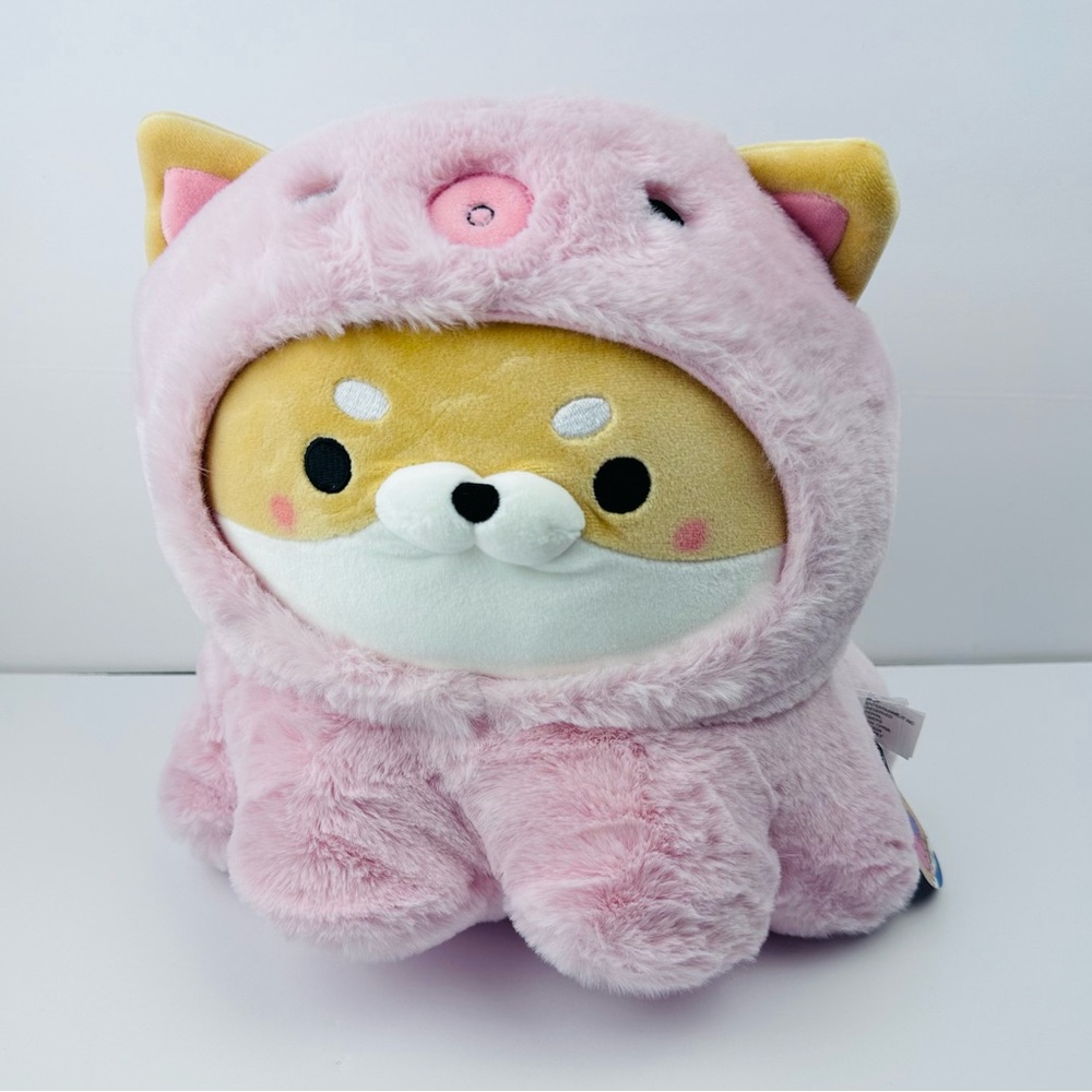 TamaKOTI‎ Pink Shiba Plush – Kawaii Fuzzy Round Dog Plush • NWT